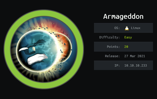 Cover Image for Armageddon - [HTB]