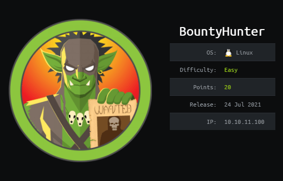 Cover Image for BountyHunter - [HTB]