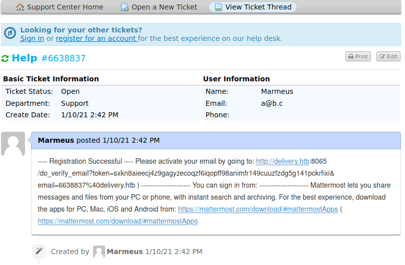 Cheking received email