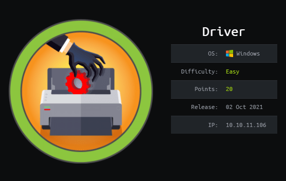 Cover Image for Driver - [HTB]