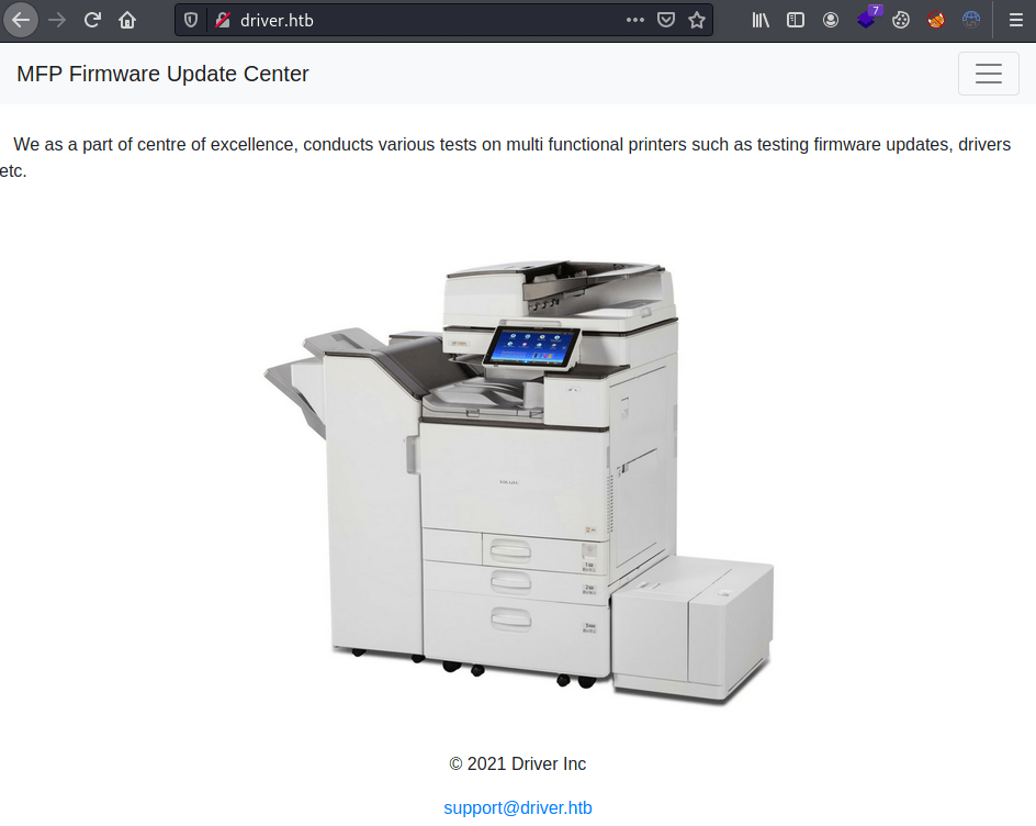 Driver web page