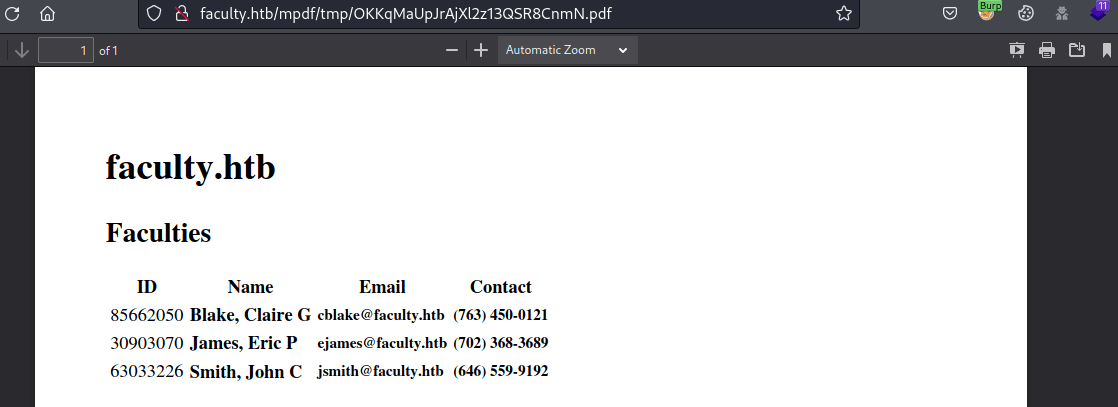 Generated pdf file