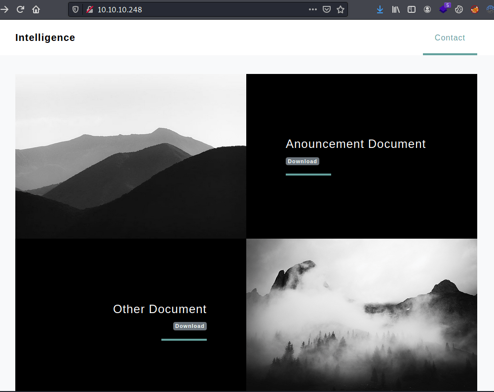 Intelligence web page