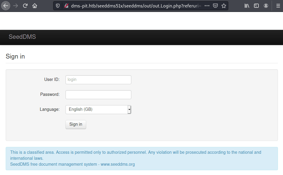 SeedDMS login