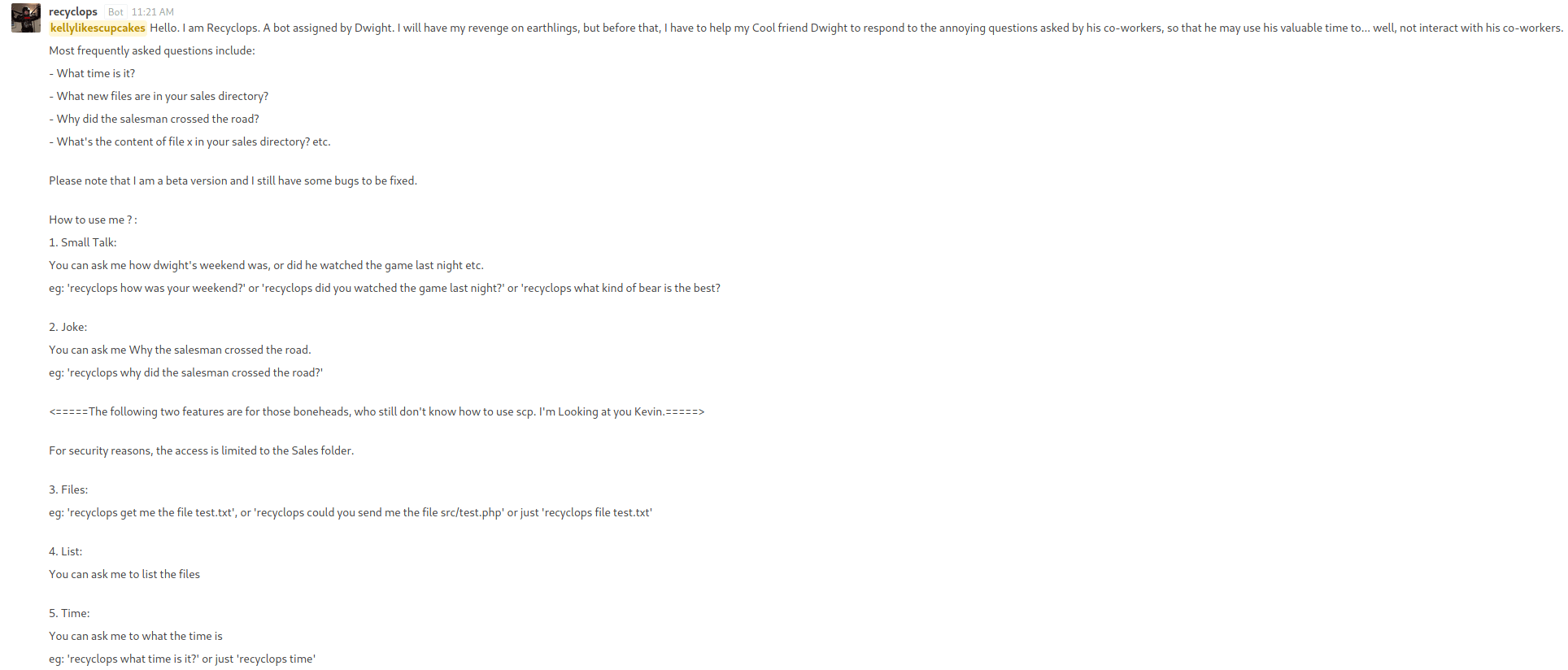 Bot chat