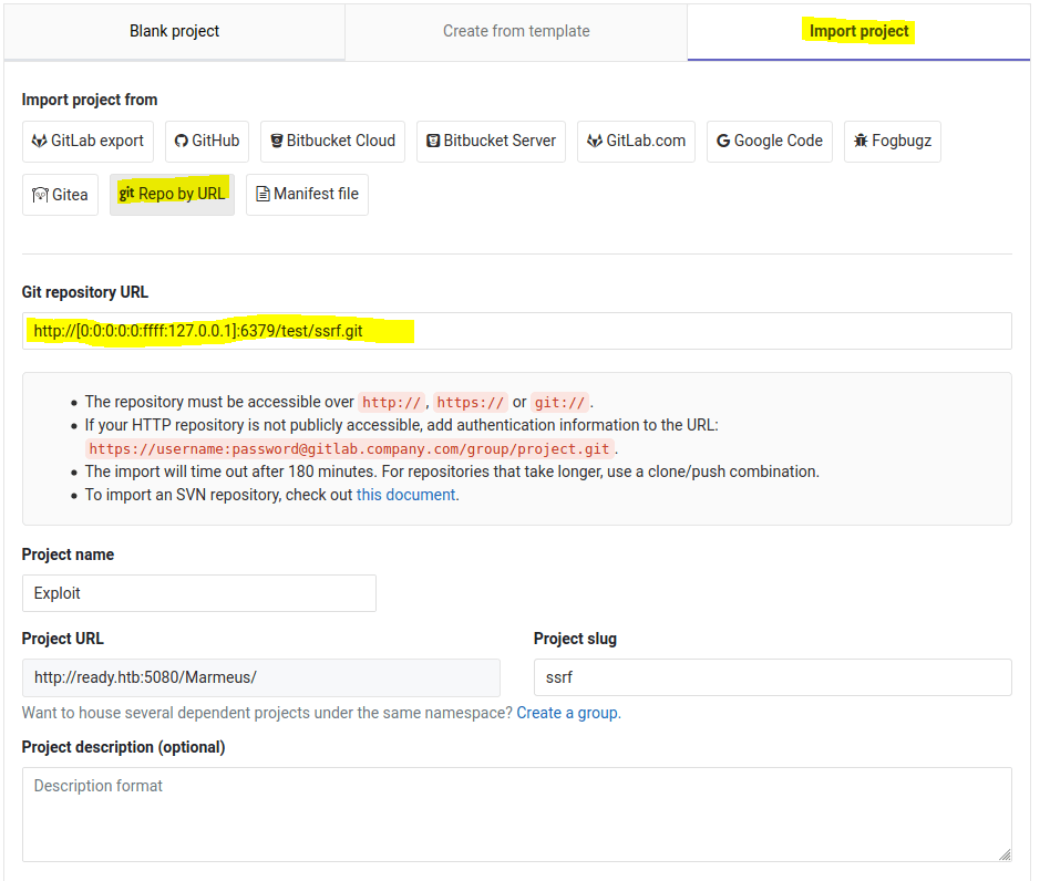 Gitlab Import project