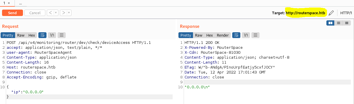 RouterSpace web request