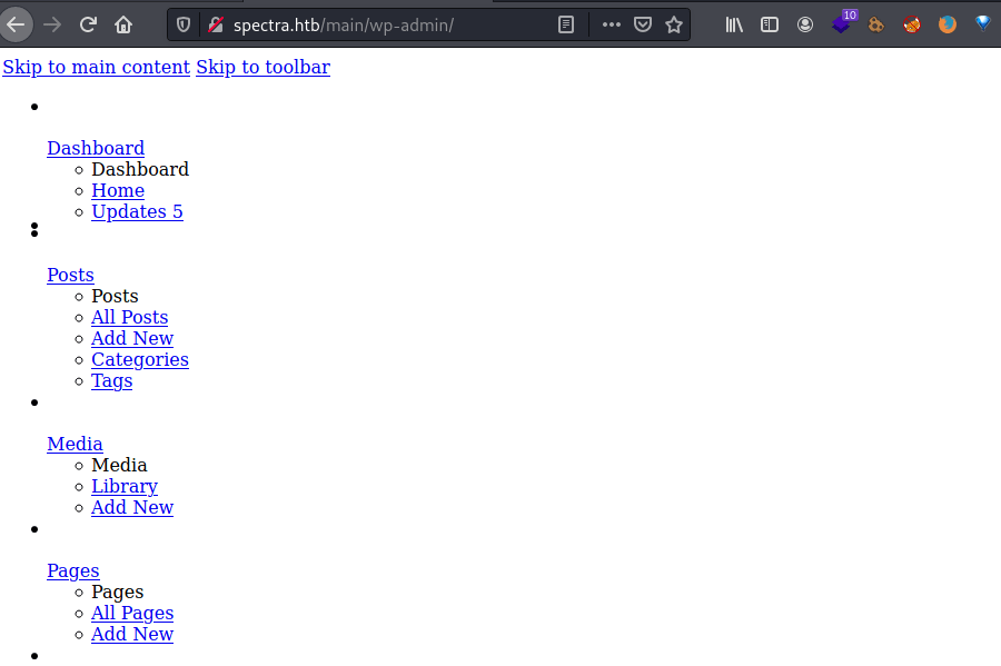 Wordpress administrator panel