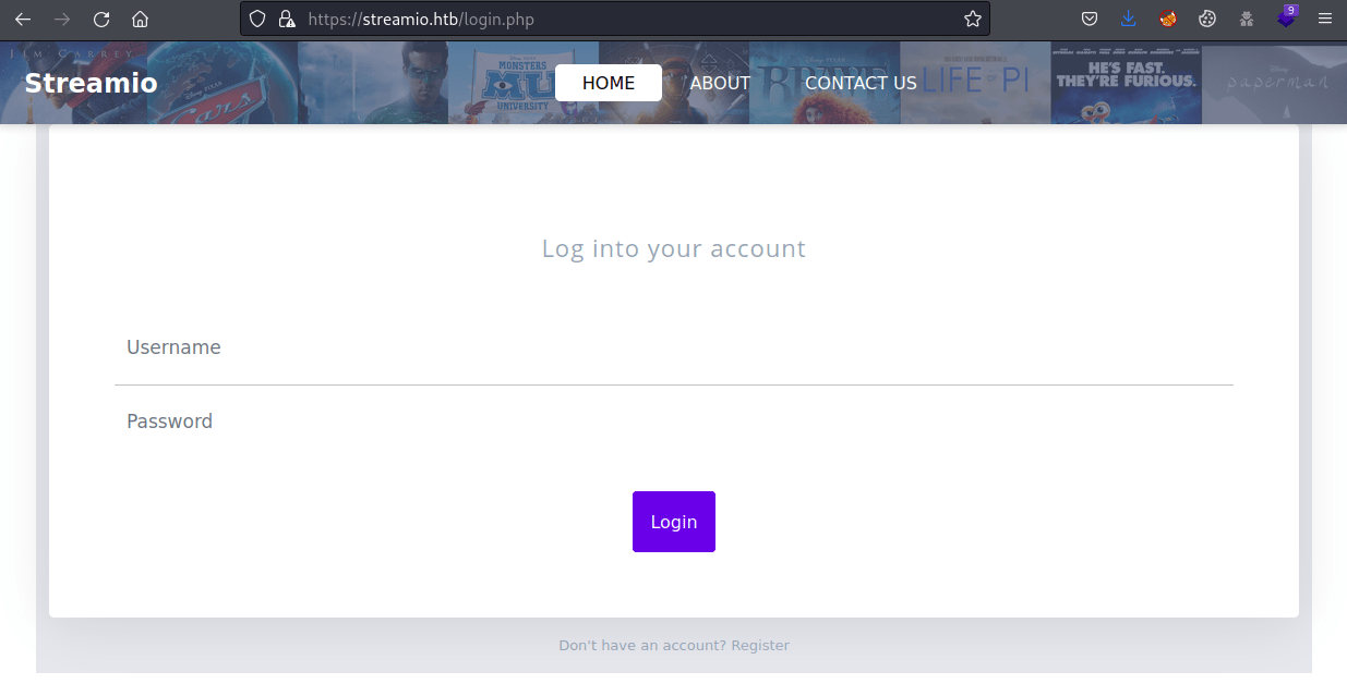Login panel
