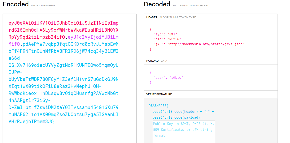 Hackmedia JWT decoded