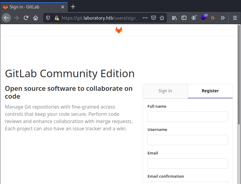 Git Lab page